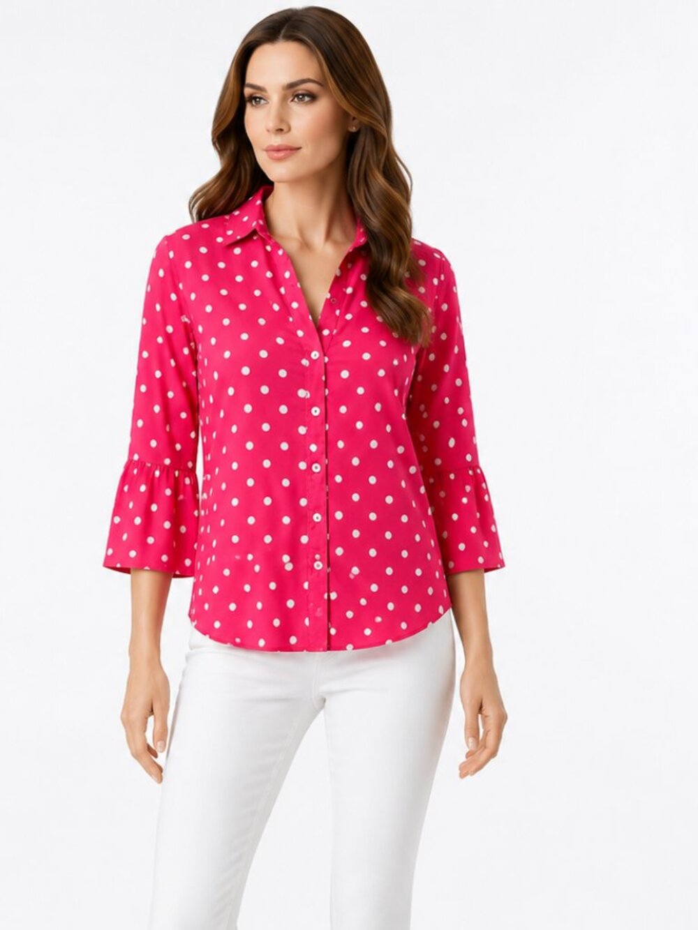Avenue Polka Dot Blouse Top Size Large